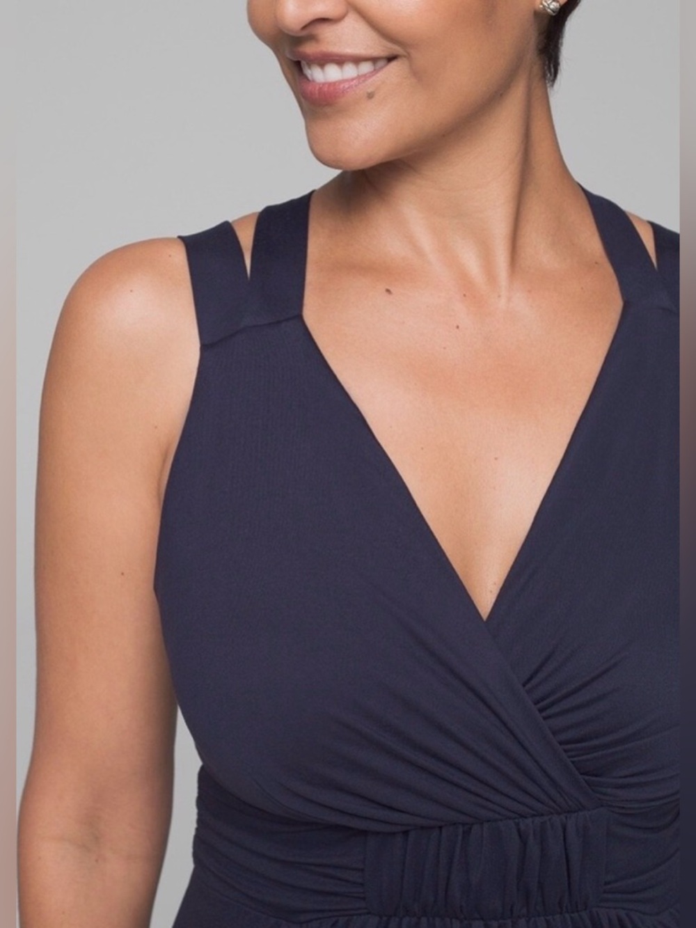 Like New Soma Cross Back Strap Bra Mini Dress in Navy Size XL - Picture 3 of 8